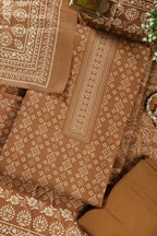 Mustard Printed Pashmina Unstitched Suit Fabric