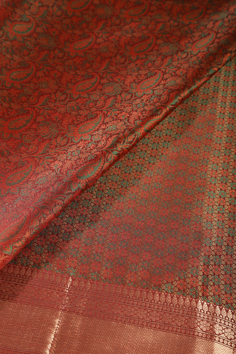 Maroon Paper Silk Floral and Paisley Resham & Zari Woven Saree