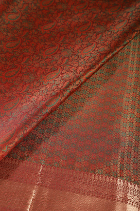 Maroon Paper Silk Floral and Paisley Resham & Zari Woven Saree