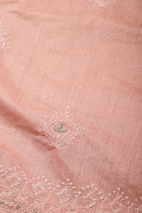 Dusty Pink Chanderi Resham Embroidered Unstitched Suit