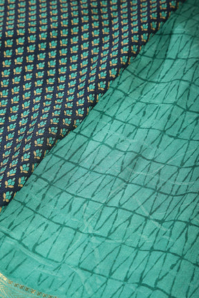 Navy Color Cotton Printed Saree With Zari Border
