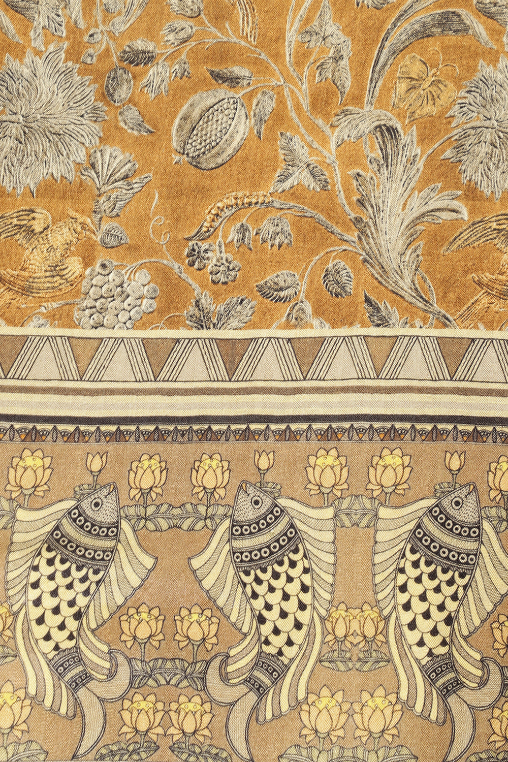 Mustard Floral Printed Spun Unstitched Suit Material