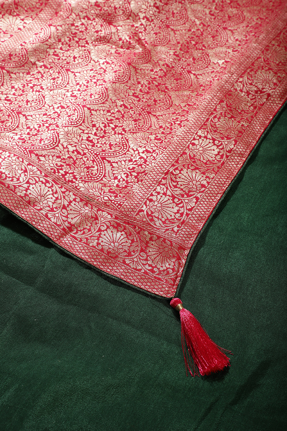 Cardinal Red Banarasi Silk Zari Floral Zaal Woven Saree