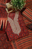 Maroon Cotton Printed & Neck Embroidered Unstitched Suit Material