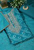 Teal Cotton Bandhani Printed & Neck Embroidered Unstitched Suit Fabric