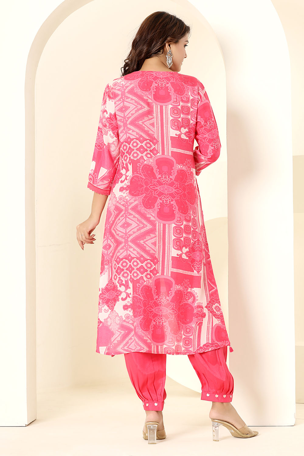 Pink Printed Muslin Co-Ord Set