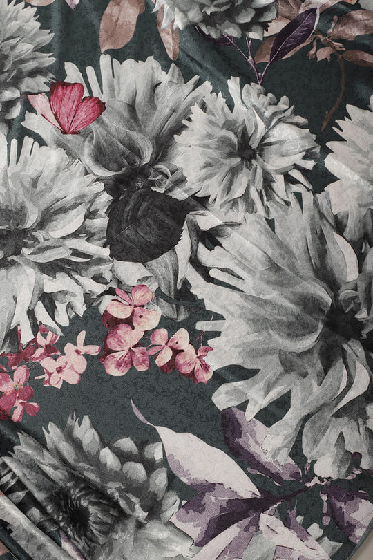 Grey Color Jacquard Silk Printed Saree