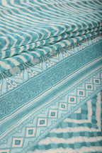 Firozi Color Chiffon Leheriya Printed Saree