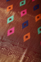 Dark Scarlet Color Silk Resham and Zari Woven Saree