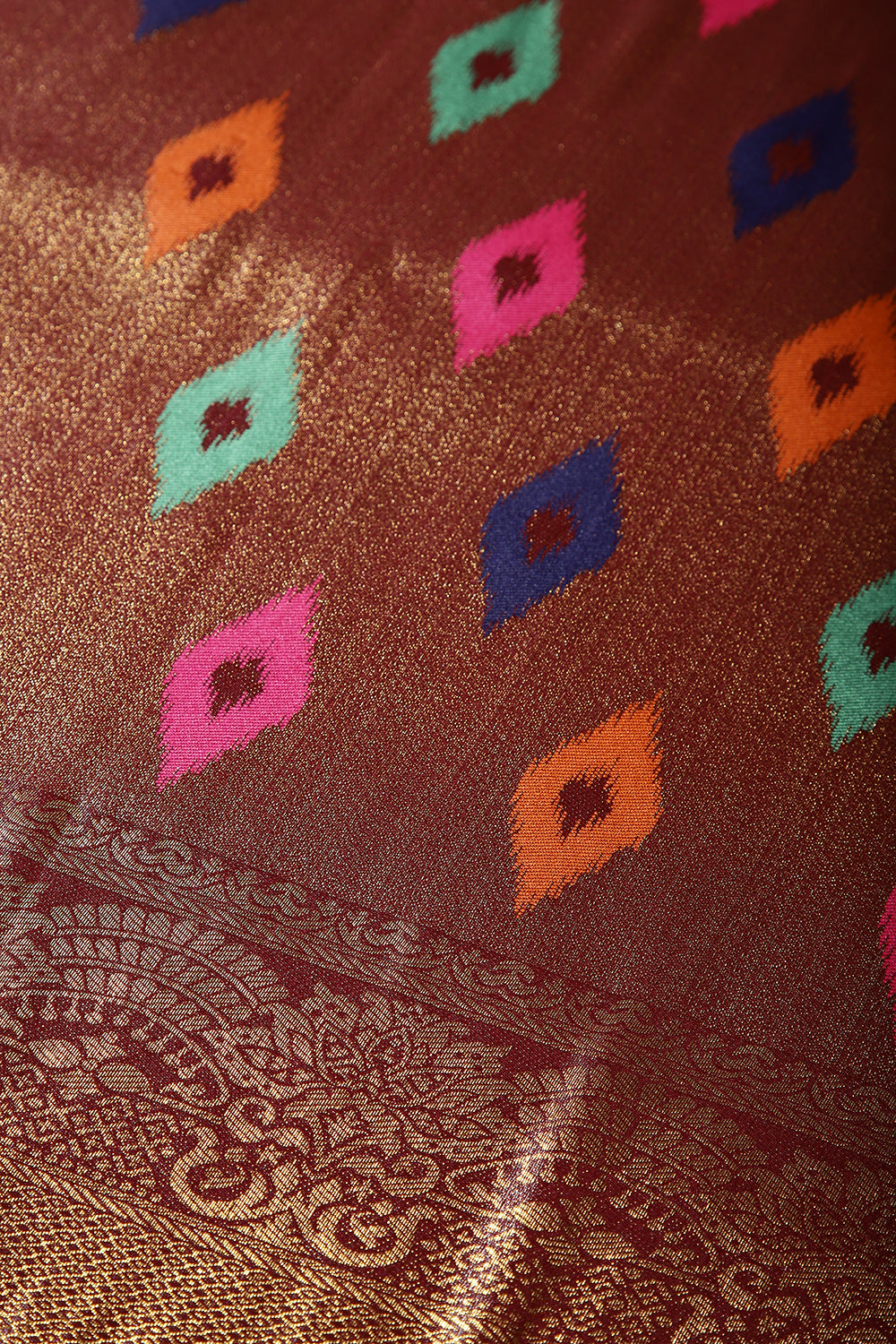 Dark Scarlet Color Silk Resham and Zari Woven Saree