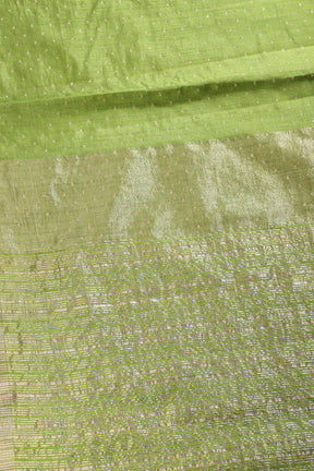 Light Olive Green Zari Woven Silk Saree