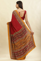 Maroon Crepe Printed Saree