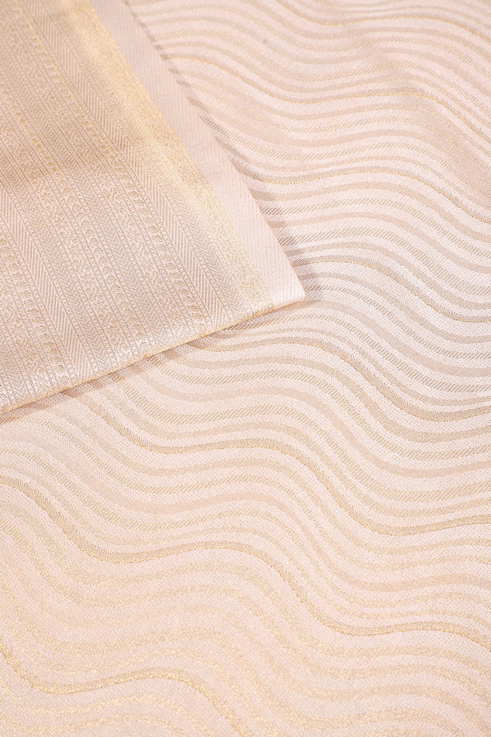 Cream Colour Soft Silk Leheria Zari Woven Saree