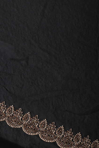 Black Embroidered And Swaroski Work Georgette Saree