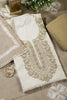 Cream Colour Cotton Printed & Resham Neck Embroidered Unstitched Suit