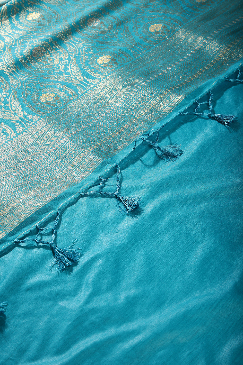 Turquoise Color Mulberry Silk Woven Saree