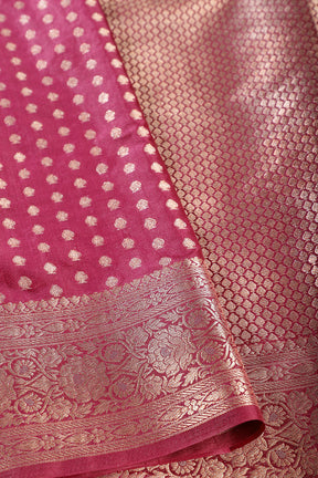 Wine Zari Banarasi Woven Silk Saree