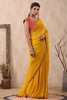 Mustard Color Mukesh Work Georgette Saree With Readymade Blouse