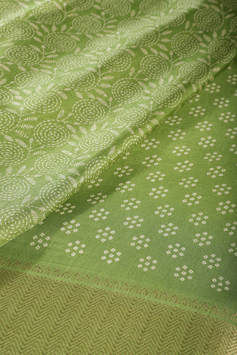 Green Printed & Woven Cotton Silk Saree