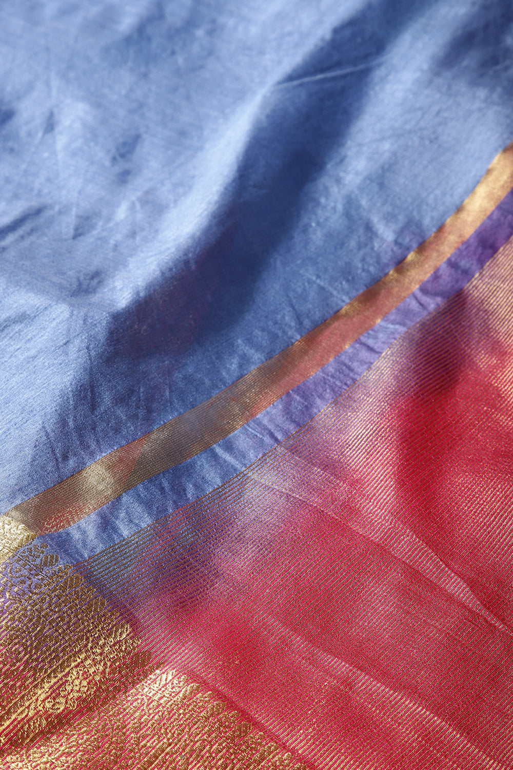 Metalic Blue Color Cotton Silk Saree