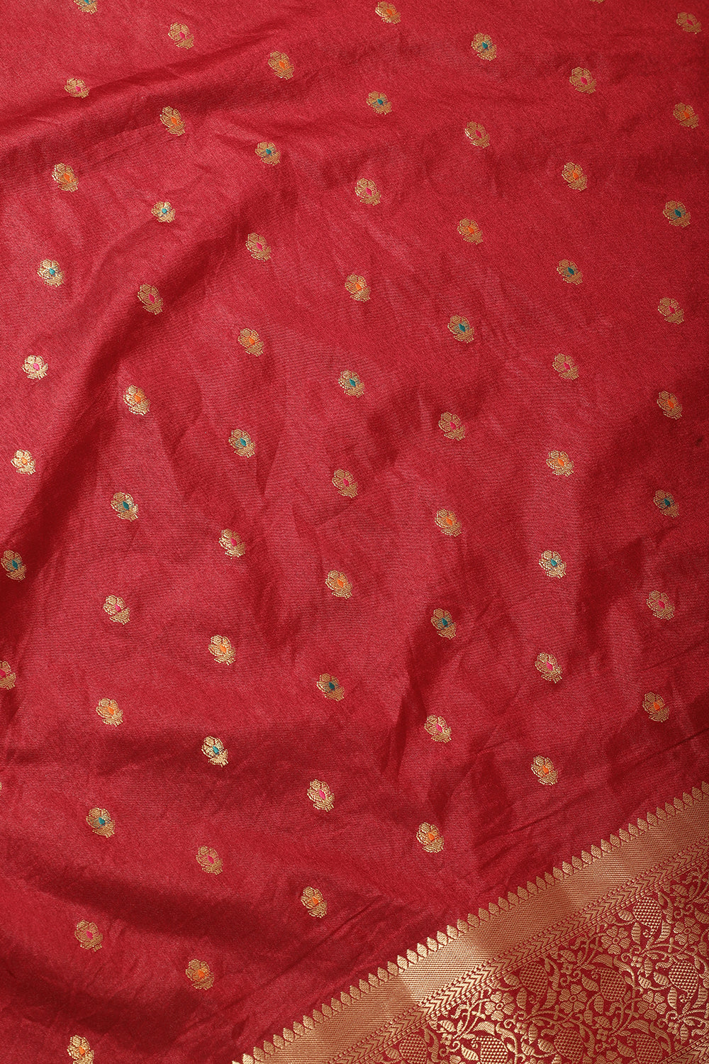 Maroon Cotton Zari & Resham Woven Saree