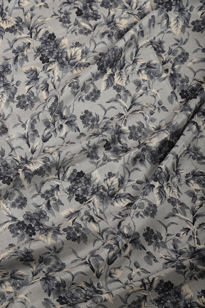 Grey Floral Printed Cotton Silk Saree