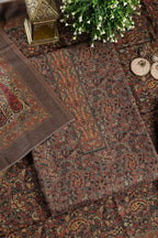 Dark Moss Green Pashmina Digital Printed Unstitched Suit Fabric