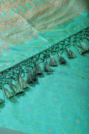 Lemon Yellow & Teal Green Silk Resham And Zari Woven Saree