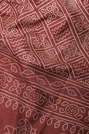 Wine Color Cotton Silk Block Printed Saree