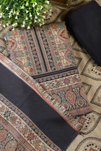 Navy Pashmina Digital Printed Unstitched Suit Fabric