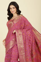 Mauve Color Tussar Woven Silk Saree
