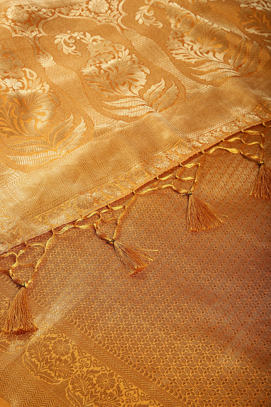 Fiery Orange Color Silk Woven Saree