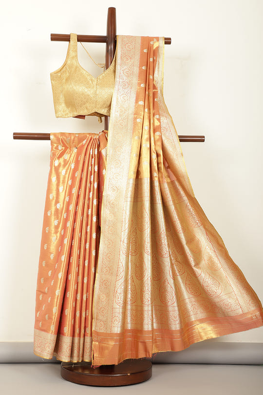Rani & Gold Dual Toned Silk Woven Saree
