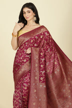 Wine Color Zari Woven South Silk Saree