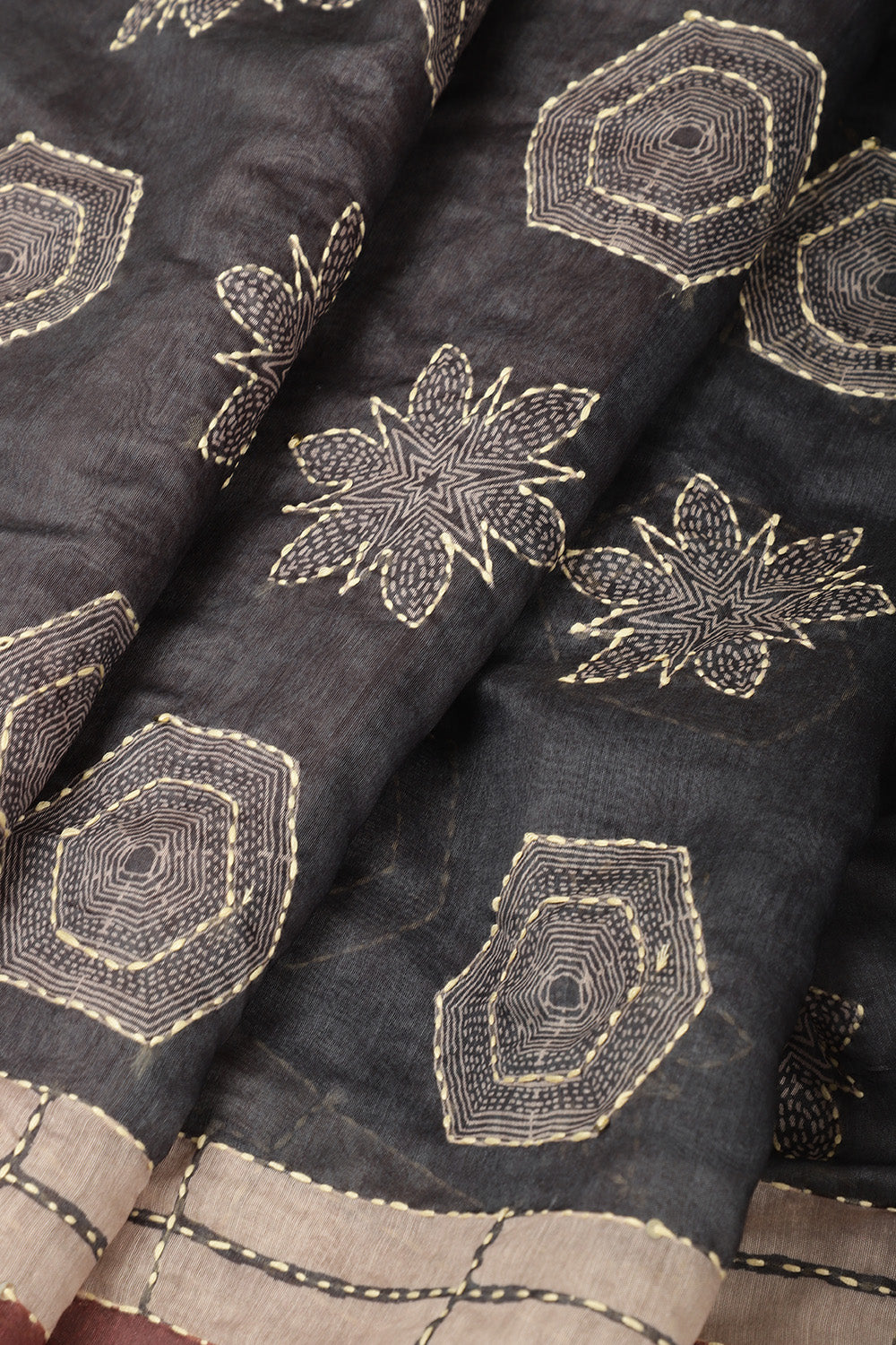 Black Cotton Block Printed Saree
