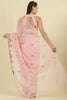 Pink Kota Cotton Floral Resham Embroidered And Zari Woven Saree