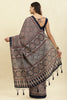 Navy Cotton Silk Ajrakh Block Printed Saree