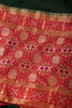 Bottle Green & Red Dual Toned Tussar Silk Patola Woven Saree