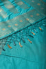 Teal Silk Floral Zaal Woven Banarasi Saree