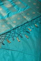Teal Silk Floral Zaal Woven Banarasi Saree