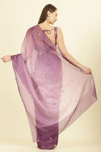 Ombre Mauve Organza Saree With Mirror Work