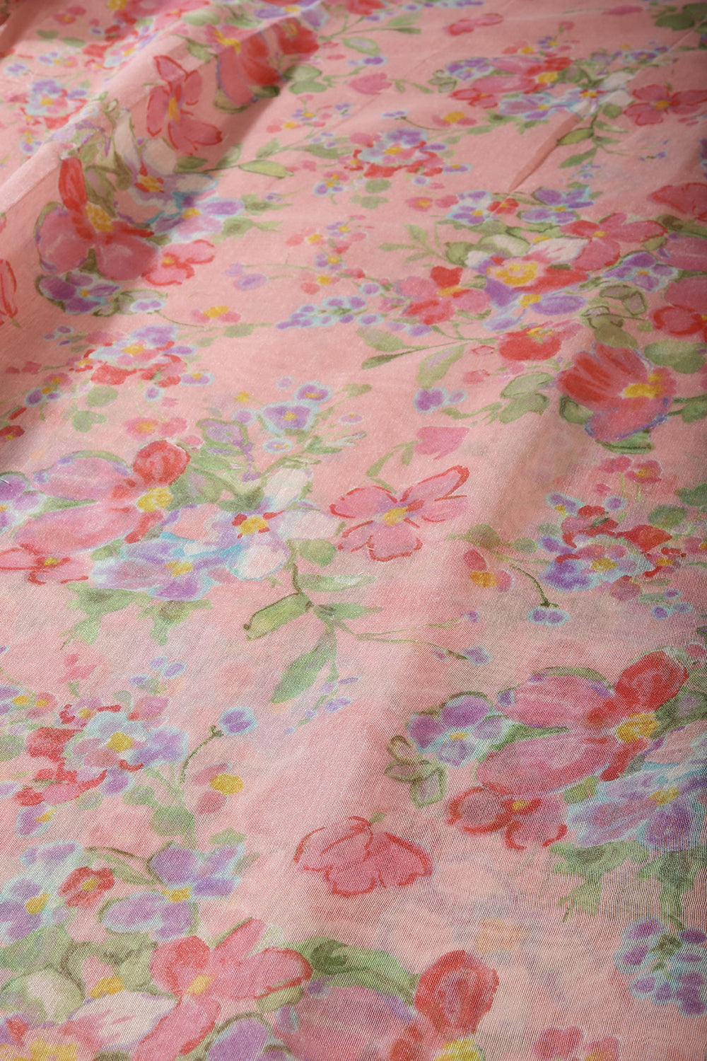 Pink Color Organza Cotton Floral Printed Saree