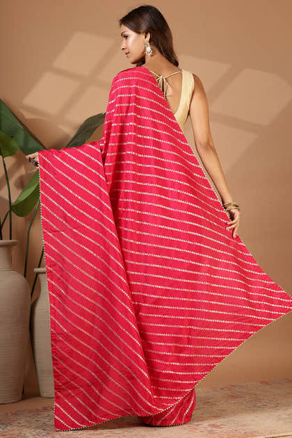 Rani Modal Silk Saree with Zari Pinstripes