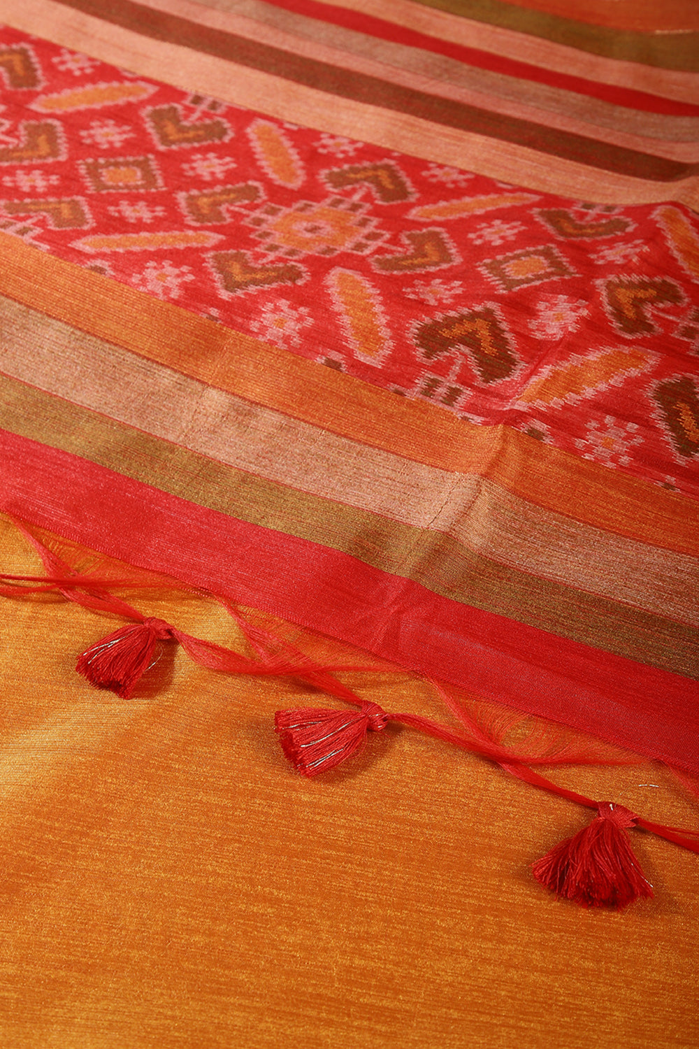 Mustard Color Chanderi Cotton Woven Saree