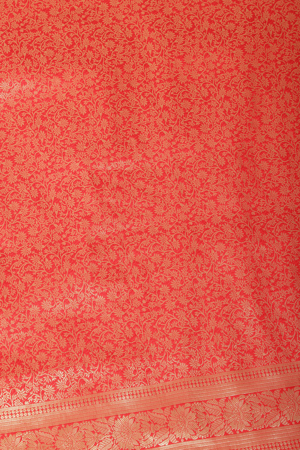 Red Silk Zari Floral Zaal Woven Saree