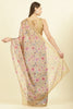 Light Mustard Organza Floral Printed And Lace Work Saree
