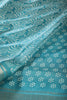 Turquoise Colour Printed & Woven Cotton Silk Saree