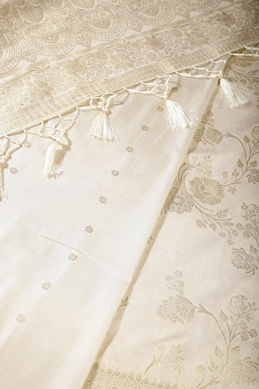 Cream Color Art Silk Zari Woven Saree