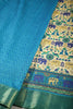 Cream & Blue Color Tussar Silk Indian Folk Art Printed Saree