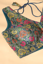 Bottle Green Brocade Sik Resham And Zari Woven Readymade Blouse